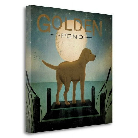 Tangletown Fine Art 'Moonrise Yellow Dog - Golden Pond' Graphic Art Print on Canvas