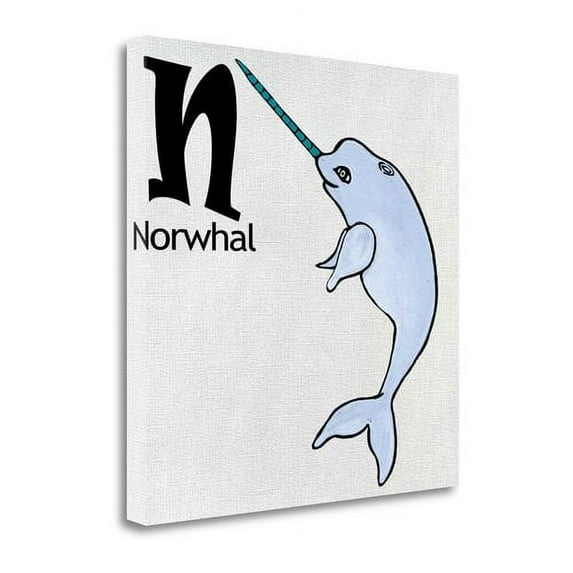 Tangletown Fine Art 'N - Norwhal' Graphic Art Print on Wrapped Canvas