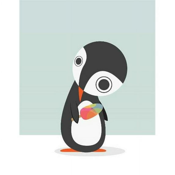 Tangletown Art, 24 x 19 "Pingu Loves Ice Cream " by Volkan Dalyan, Gallery Wrap
