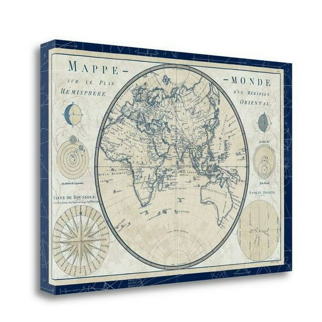 Tangletown Fine Art 'Plan de Meridien Blue Border' Graphic Art Print on Canvas