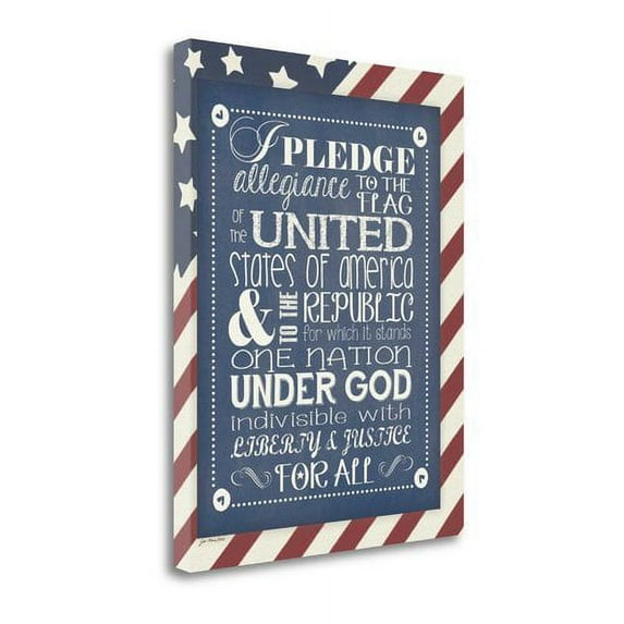 16" x 20" Pledge Of Allegiance By Jo Moulton- Print on Canvas Fabric Multi-Color