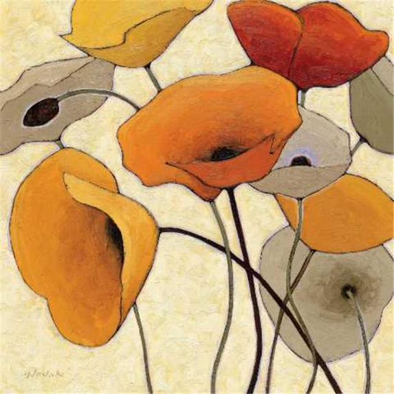 Tangletown Fine Art Pumpkin Poppies III by Shirley Novak Poster Frame - 35 x 35 x 1.5 in.