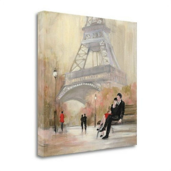 Tangletown Fine Art 'Romantic Paris I Red Jacket' by Julia Purinton Painting Print on Wrapped Canvas