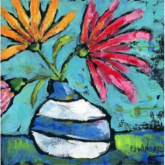 Tangletown Fine Art 'Striped Vase' Print on Wrapped Canvas