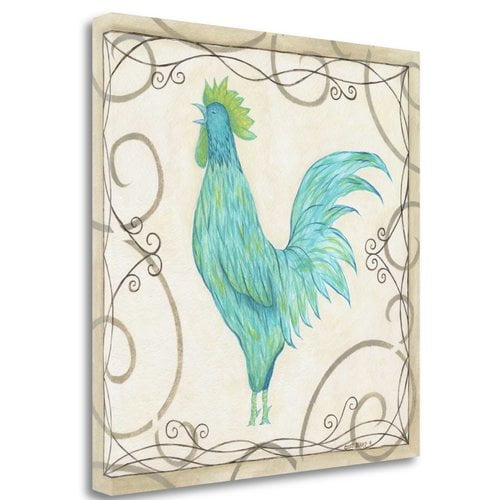 Tangletown Fine Art 'Teal Rooster II' by Cindy Shamp Painting Print on Wrapped Canvas
