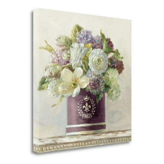 Tangletown Fine Art 'Tulips in Aubergine Hatbox' by Danhui Nai Painting Print on Wrapped Canvas