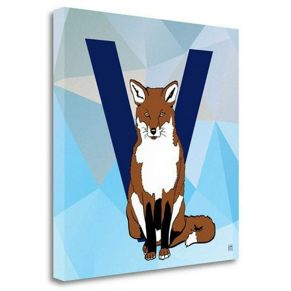 Tangletown Fine Art 'V' Graphic Art Print on Wrapped Canvas in Blue