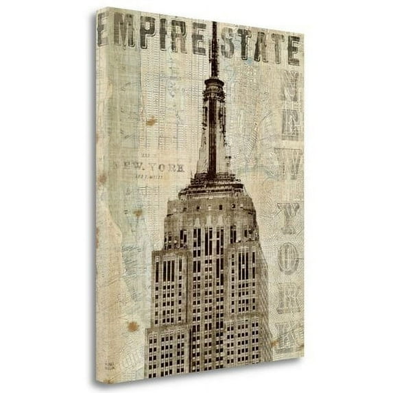 "Vintage Ny Empire State Building" By Michael Mullan, Gallery Wrap Canvas