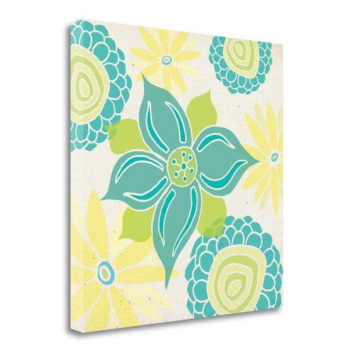 Tangletown Fine Art 'Yellow and Aqua Botanical' Graphic Art Print on Wrapped Canvas