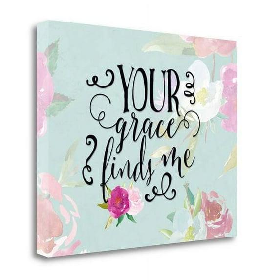 Tangletown Fine Art 'Your Grace Finds Me Floral' Textual Art on Wrapped Canvas