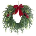 thumbnail image 1 of Tanglewen 20 inch Norfolk Pine Wreath with Bow,Christmas Wreaths for Front Door,Artificial Real Touch Wreath for Door Wall Windows Mantle Outdoor Christmas Decoration(A), 1 of 3
