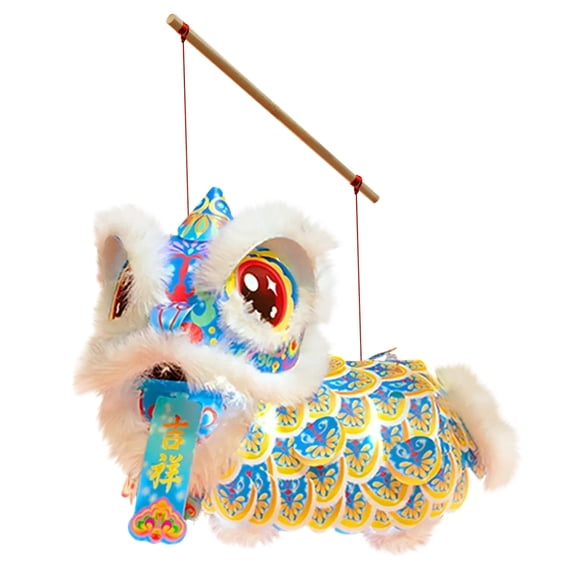 Tanglewen Chinese New Year Lantern Kit,Handheld Spring Festival Lanterns with Lion Dance Holiday Decor,Portable Ornaments for School,Restaurant,Performance,Home,Parade,Family Gathering(Blue)
