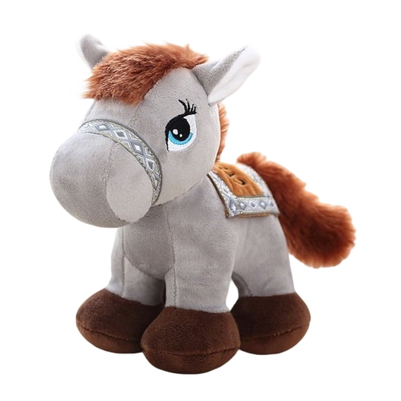 Tanglewen Horse Stuffed Animals Plush Toy Standing Stuffed Horse 10 Inch Mini Plush with Detachable Chain for Animal Theme Party Christmas Birthday Easter Decoration Supplies(Gray)