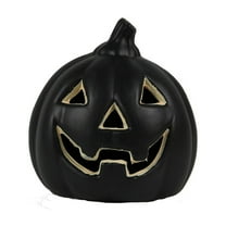 Tanglewen Light Up Pumpkins for Halloween,Small Jack O Lantern Pumpkins with LED Light,Halloween Pumpkin for Indoor Spooky Decor,Table (Battery Operated,Black)