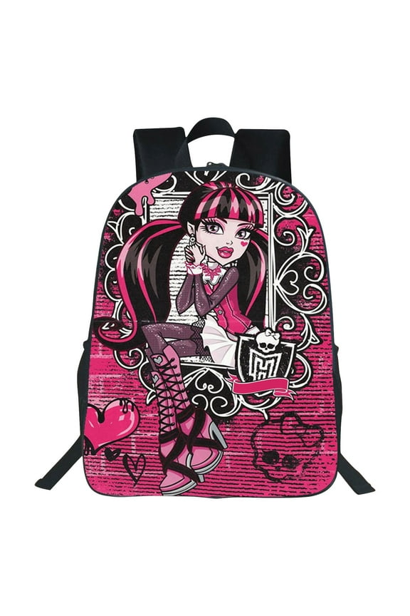 Monster High Backpack & 15" Sturdy and Durable Lightweight Backpack & Back to School Daily Tools for Students(E)