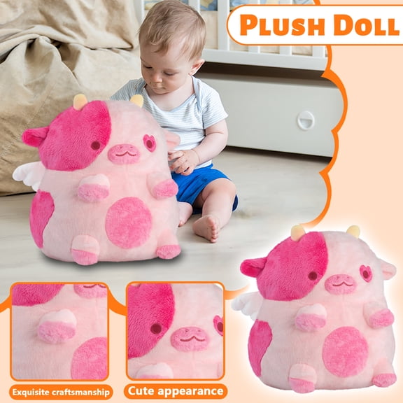 Tanglewen Soft & Adorable Cow Plush,12" Cow Plushie Pillow Cow Stuffed Animal Toys for Anxiety,Lovely Birthday Holiday Gifts