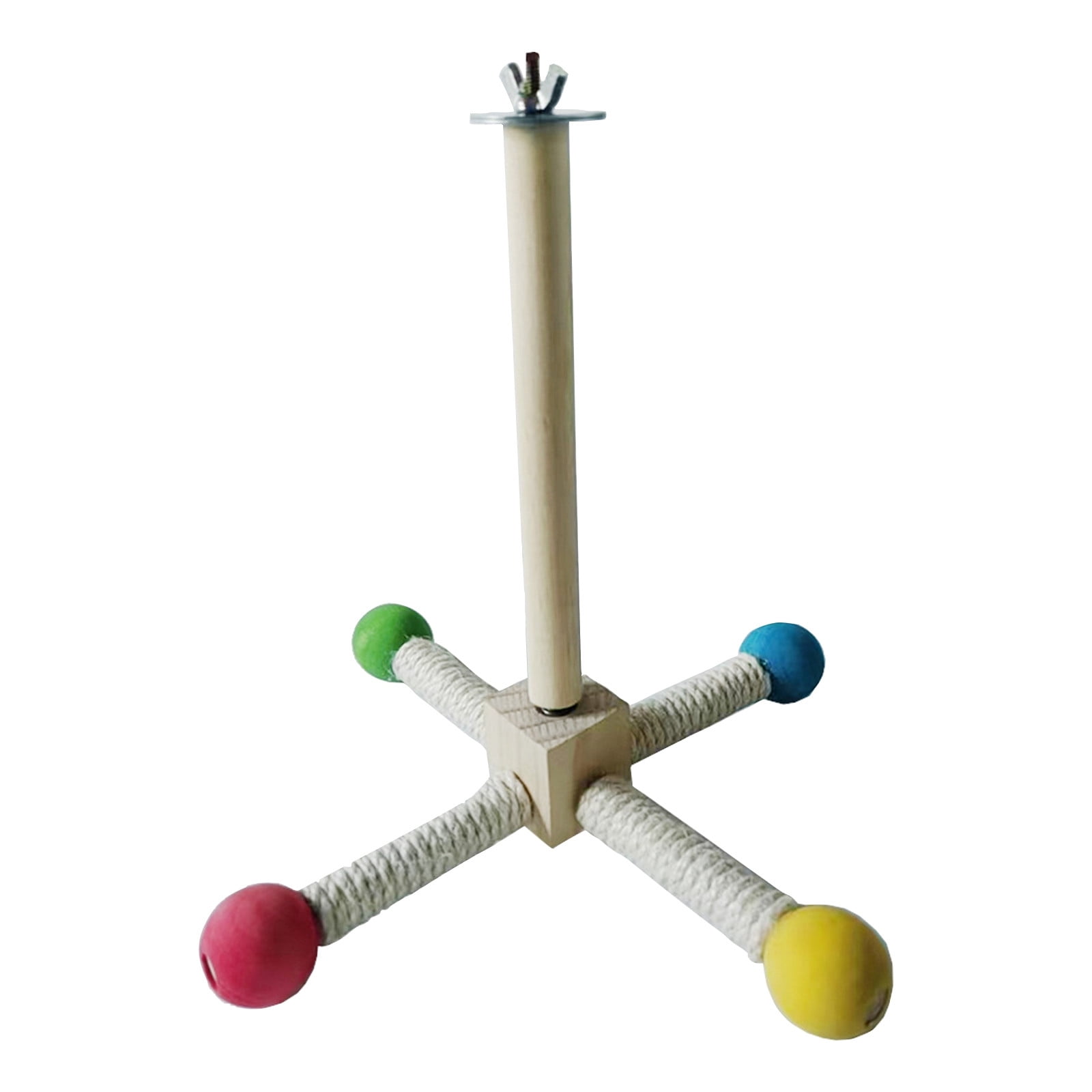 Picture of Tanglewen Spinning Bird Perch Stand Toy Natural Wood Interactive ...