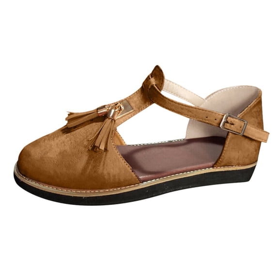 Tangnade Casual Shoes Solid Toe Shoes Shoes Shoes Buckle Casual Round Single Flat Womens Tassels Color Womens Sneakers