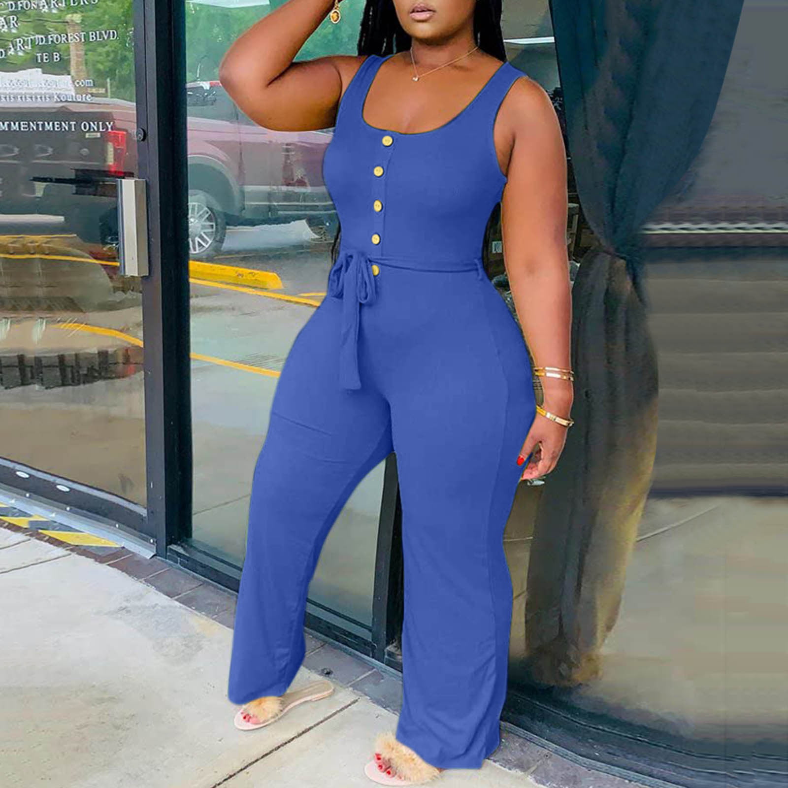 Tangnade Jumpsuit For Women Plus Size Summer New Womens Fashion Stitching Casual Wide-leg Jumpsuit Stylish Clothing - Walmart.com