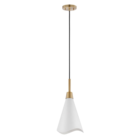 60/7477-Nuvo Lighting-Tango - 1 Light Large Pendant In Mid-Century Modern Style-20.13 Inches Tall and 15 Inches Wide-Matte White/Burnished Brass