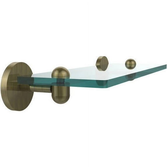 Tango Collection Glass Vanity Shelf with Beveled Edges - Antique Brass / 16 Inch