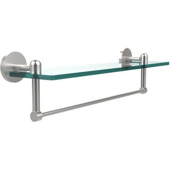 Tango Collection Glass Vanity Shelf with Integrated Towel Bar - Satin Chrome / 22 Inch