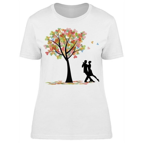 Tango Dancers And Hearted Tree T-Shirt Women -Image by Shutterstock, Female 3X-Large