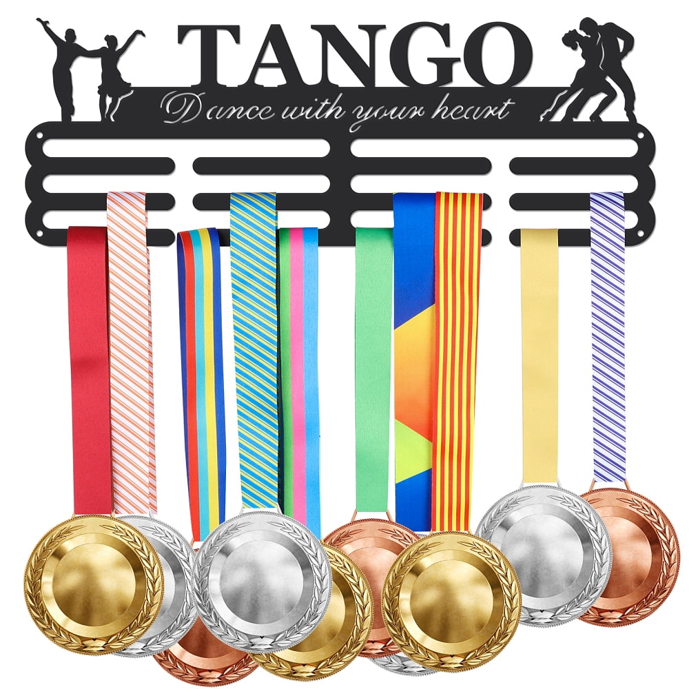 Tango Medal Hanger Display Sports Medal Holder Ballroom Dance Iron Competition Medals Display Rack for 60+ Medals Ribbon Decorative Awards Ribbon Hooks for Athletes Players Gift DIY