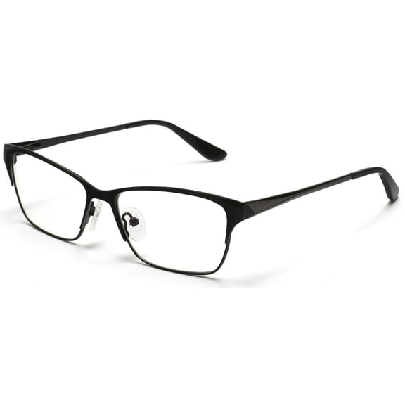 Tango Optics Browline Metal Eyeglasses Frame Luxe RX Stainless Steel Mary Sherman Morgan Blue For Prescription Lens -