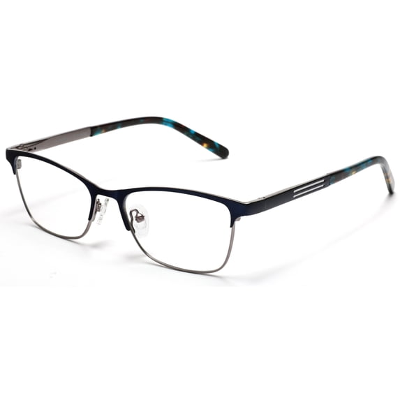 Tango Optics Cateye Metal Eyeglasses Frame Luxe RX Stainless Steel Jocelyn Burnell Blue For Prescription Lens -