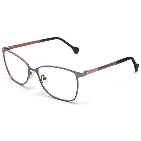 Tango Optics Metal Optical Eyeglasses Frame Luxe Reading Stainless Steel Dorothy Johnson Grey For Prescription Lens -