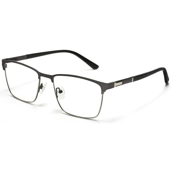 Tango Optics Metal Optical Eyeglasses Frame Luxe Reading Stainless Steel Silver Accent Grey For Prescription Lens -