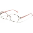 thumbnail image 1 of Tango Optics Metal Optical Eyeglasses Frame Luxe Stainless Steel Virginia Apgar Square Pink Silver Oval For Prescription Lens -, 1 of 7