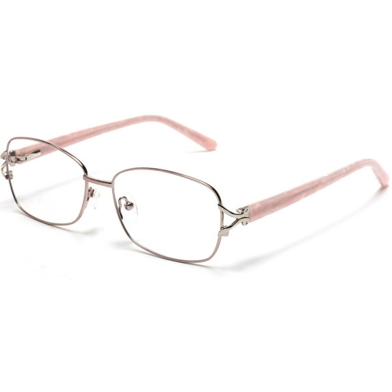 Tango Optics Metal Optical Eyeglasses Frame Luxe Stainless Steel Virginia Apgar Square Pink Silver Oval For Prescription Lens -