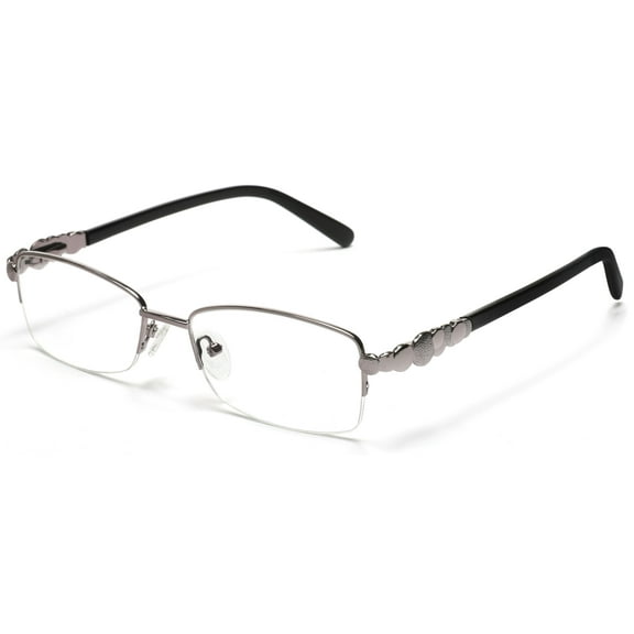 Tango Optics Metal Optical Eyeglasses Frame Rectangle Reading Stainless Steel Inge Lehmann Grey For Prescription Lens -