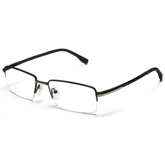 Tango Optics Metal Rectangle Optical Eyeglasses Frame Luxe Stainless Steel Stephen Hawkens Black For Prescription Lens -
