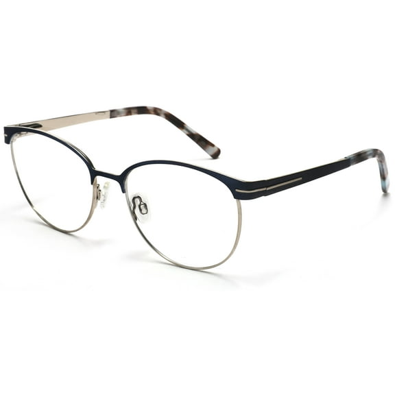 Tango Optics Oval Metal Eyeglasses Frame Luxe RX Stainless Steel Elisabeth Noelle-Neumann Black Gold Accent For Prescription Lens -