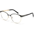 thumbnail image 1 of Tango Optics Oval Metal Eyeglasses Frame Luxe RX Stainless Steel Elisabeth Noelle-Neumann Blue Silver Accent For Prescription Lens -, 1 of 6