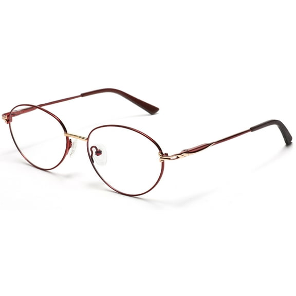 Tango Optics Round Metal Eyeglasses Frame Luxe Reading Stainless Steel Gold Accent Caresse Crosby Red For Prescription Lens -