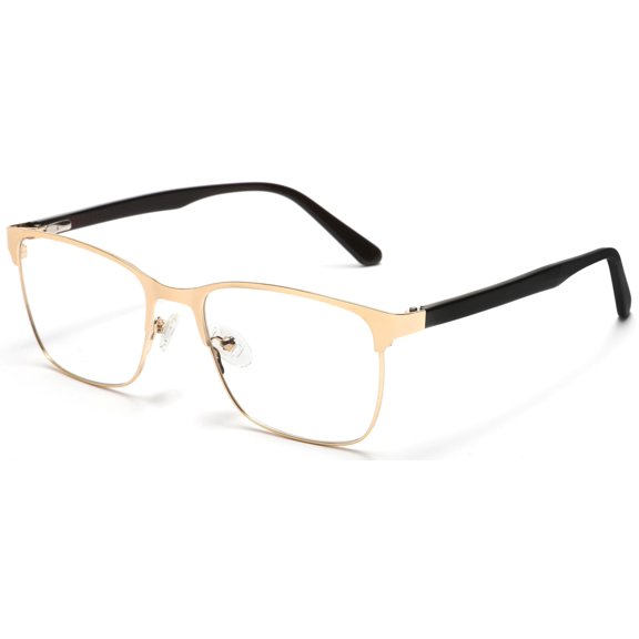 Tango Optics Square Metal Eyeglasses Frame Luxe RX Stainless Steel Grace Hopper Yellow For Prescription Lens -