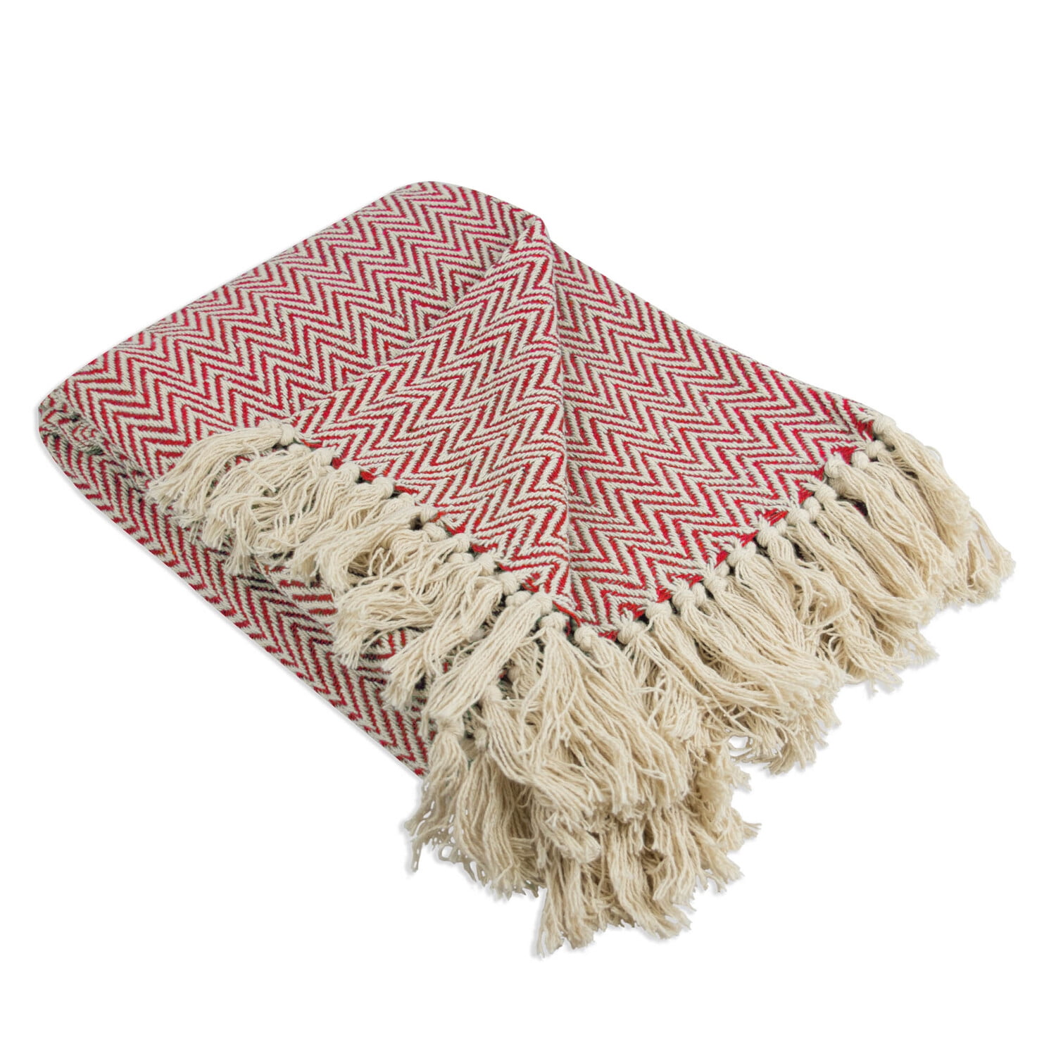 Tango Red Chevron Cotton Handloom Throw Blanket