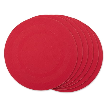 DII Tango Red Round PVC Doubleframe Placemat 6 Piece