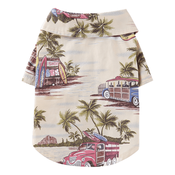 Tangpan Hawaiian Beach Coconut Tree Print Dog Shirt Summer Camp Shirt Clothes ( Champagne, L)