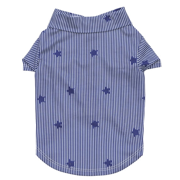 Tangpan Stripes Tropical Print Pet Dog Shirt Puppy Summer Hawaiian Beach Polo Shirts Clothes(Dark Blue,XL)