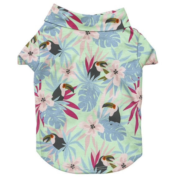 Tangpan Stripes Tropical Print Pet Dog Shirt Puppy Summer Hawaiian Beach Polo Shirts Clothes(Green,L)