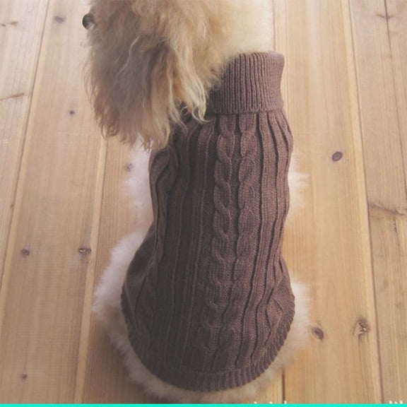 Tangpan Turtleneck Classic Straw-Rope Pro Pet Dog Sweater Apparel(Brown,XS)