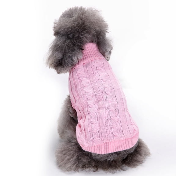 Tangpan Turtleneck Classic Straw-Rope Pro Pet Dog Sweater Apparel (Pink, L)