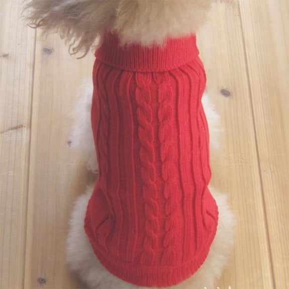 Tangpan Turtleneck Classic Straw-Rope Pro Pet Dog Sweater Apparel (Red,L)