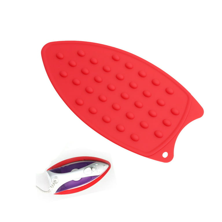 Tangser Multipurpose Silicone Iron Rest Pad for Ironing Board Hot Resistant  Mat,Silicone Heat Resistant Iron Rest Pad (Red)