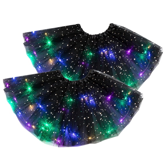 Tanhomme 2PC Tulle Tutu Skirt Women's Vintage Tulle Bubble Tutu Skirt Prom Party Skirt Elastic,Teens 2PC Tutu Skirt Carnival With Lights Mini Skirt Stretchy Tutu Skirt Ballet Skirt Tulle Skirt